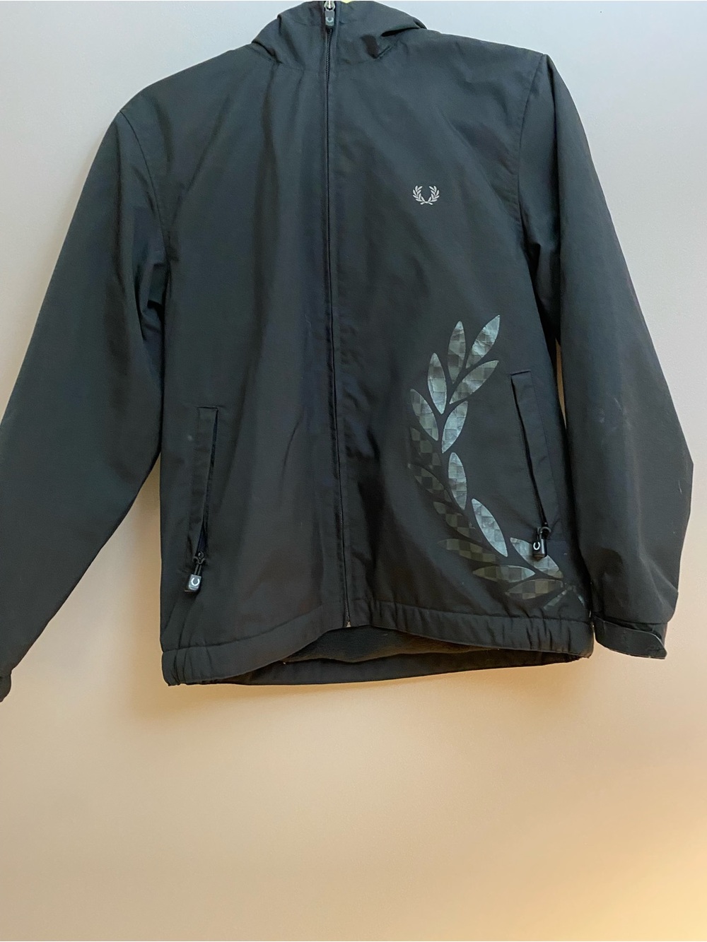 Fred Perry woman Black Hooded Jacket with Laurel Detail